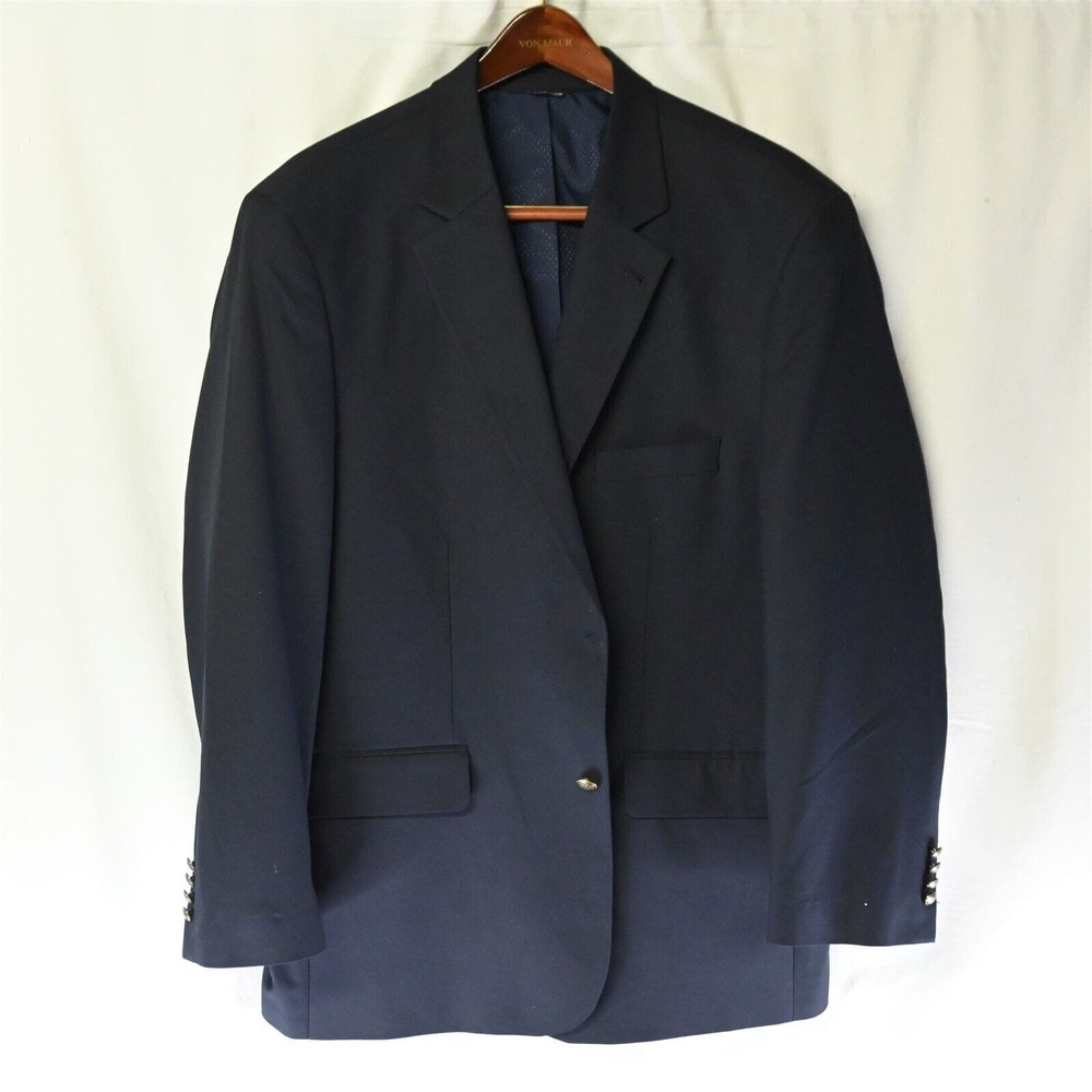 GS 48L Navy Blue Perfect Fit‎ Gold Button Sport Coat Blazer Suit Jacket